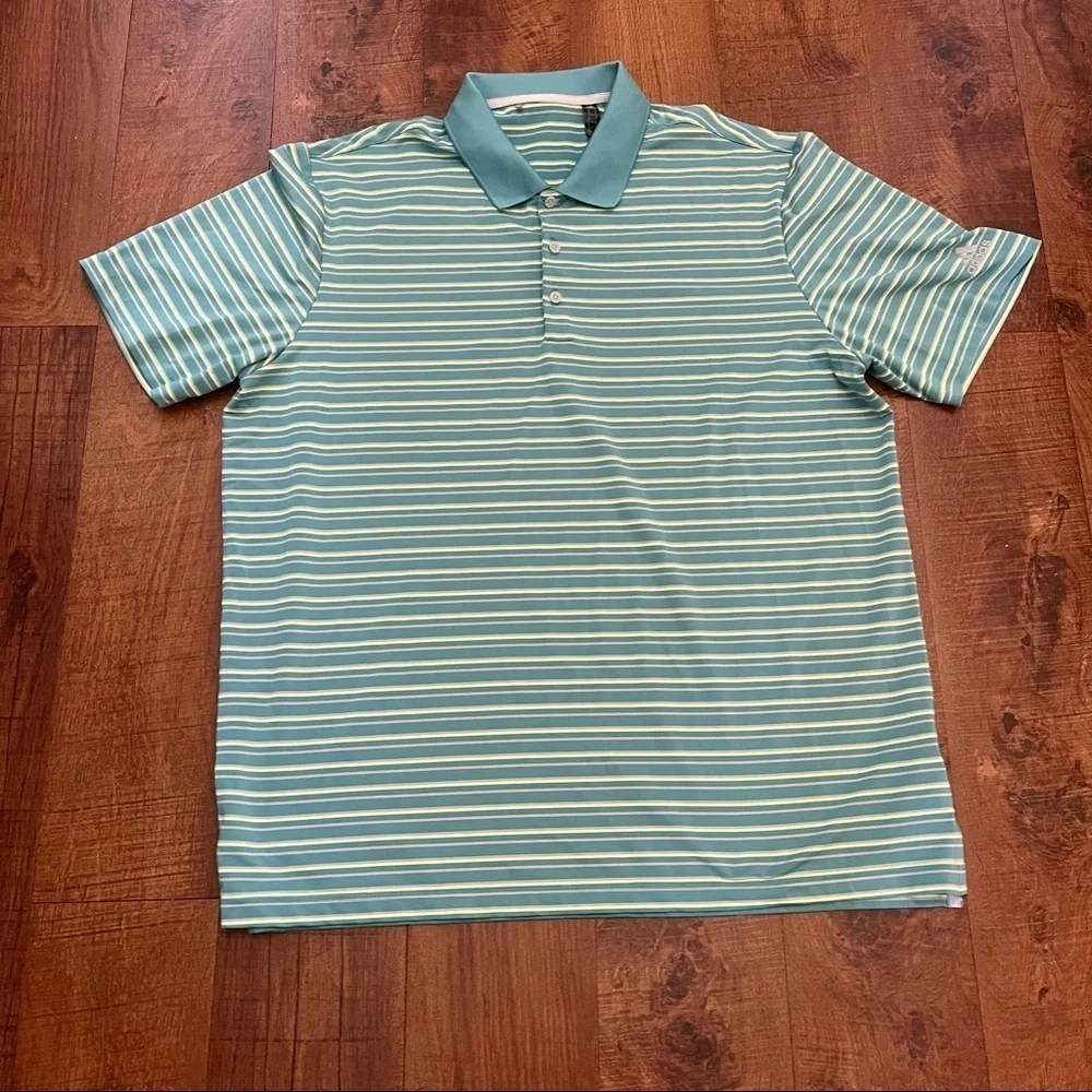 Adidas men polo shirt XL extra large SS short sleeve green yellow gray shirt